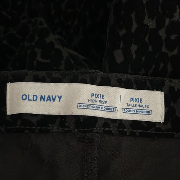 Old Navy Pixie High Rise Flocked Black Leopard Pants Ankle Secret Slim Pocket 18 - Picture 8 of 11